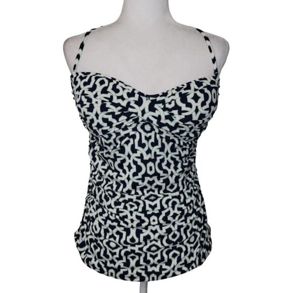 Tommy Bahama Blue Green Geometrical Patterned Tankini Swimsuit Top Size: M - Picture 1 of 10